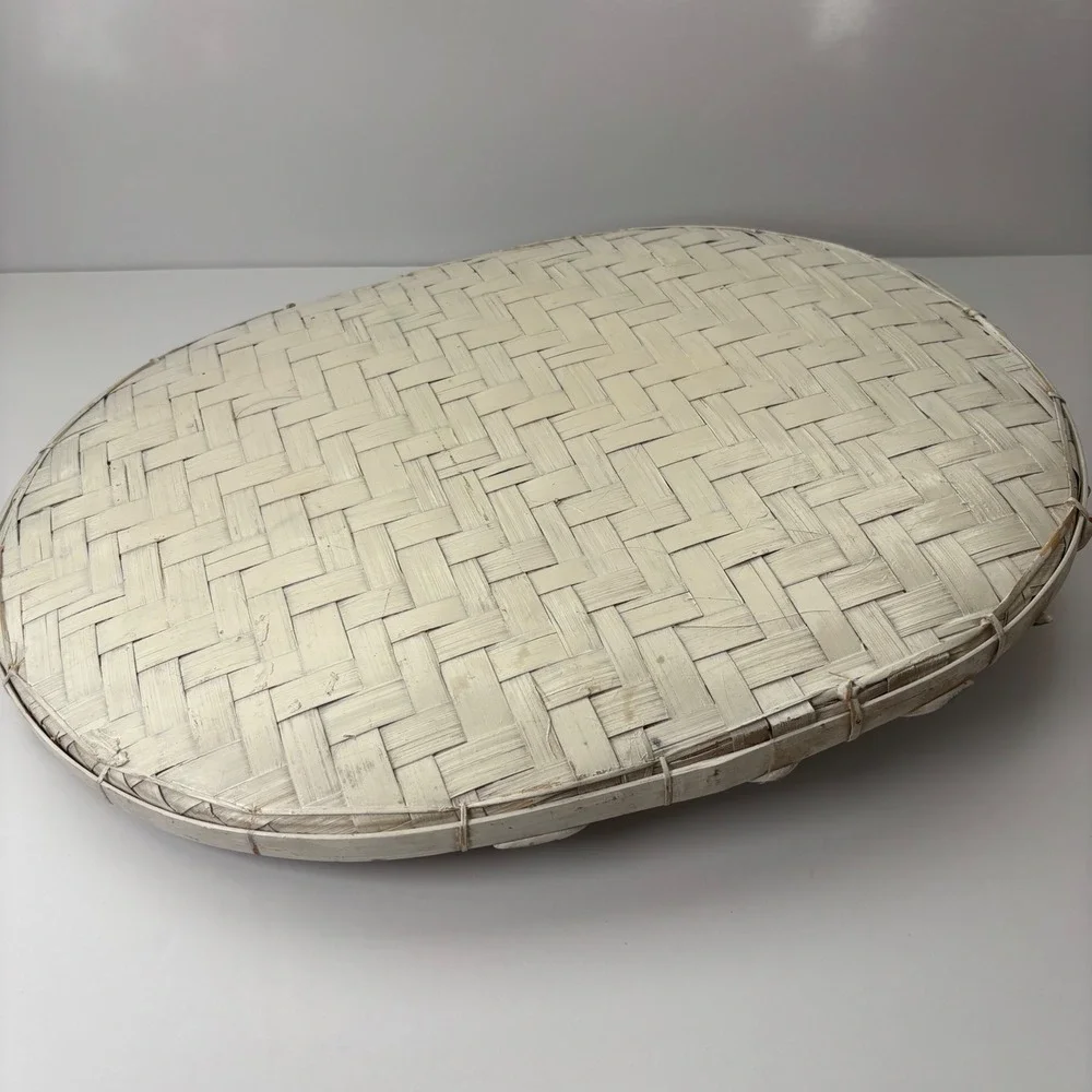 Oval Woven Tray Decorative Fruit Grapes Strawberries Pears‎ Serving Platter VTG